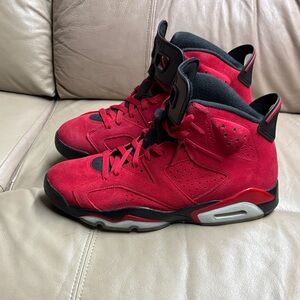 Nike Air Jordan 6 Retro  “Toro Bravo” High-Top Sneakers in Red and Black Suede 1